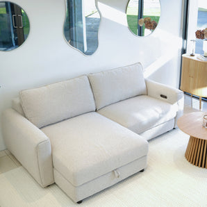 Naya Sofa med elektronisk modul - Venstrevendt - Beige Boucle