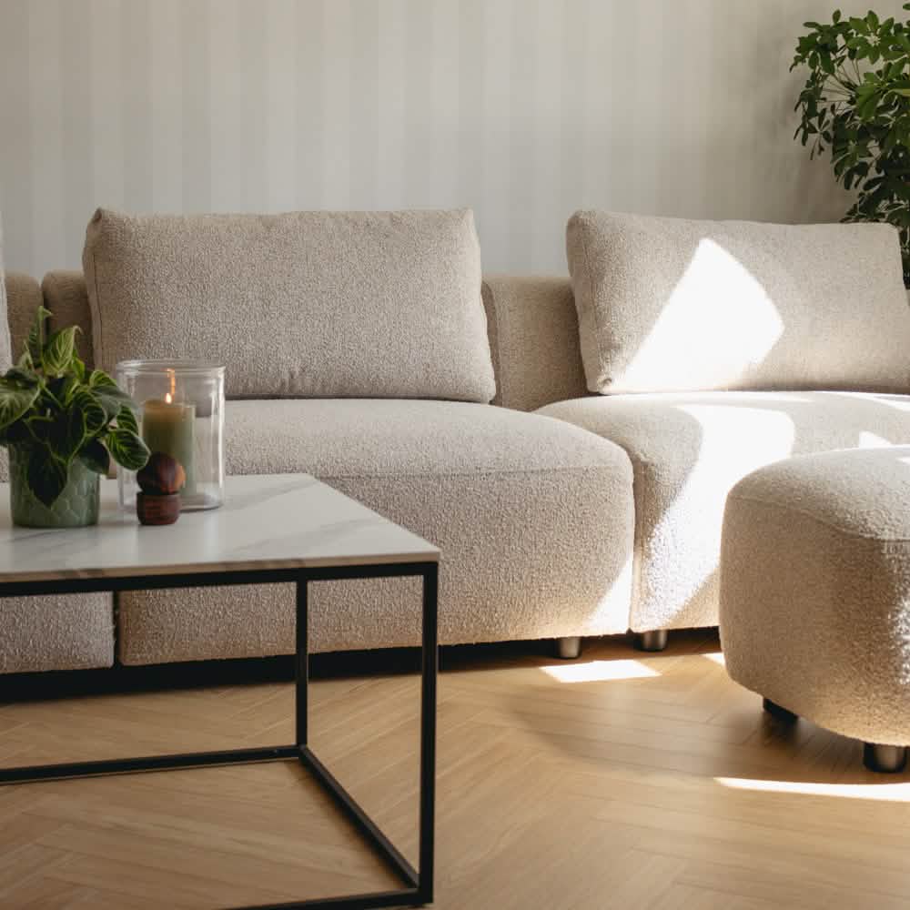 Nolio Modulsofa - Beige Bouclé inkl. puf - 315 cm