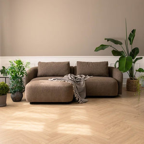 Nolio Modulsofa 220 cm - Brun Bouclé inkl. puf
