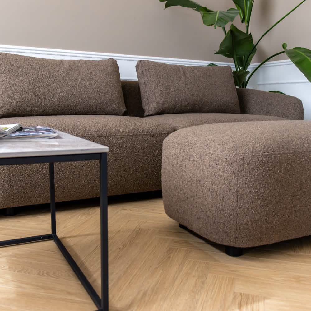 Nolio Modulsofa - Brun Bouclé inkl. puf - 315 cm