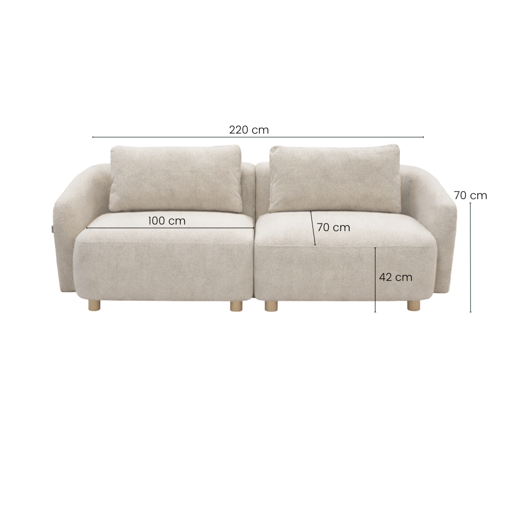 Nolio Modulsofa - 220 cm - Beige Bouclé