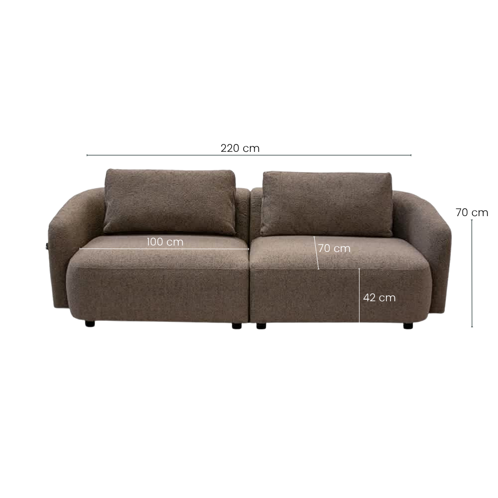 Nolio Modulsofa - 220 cm - Brun Bouclé