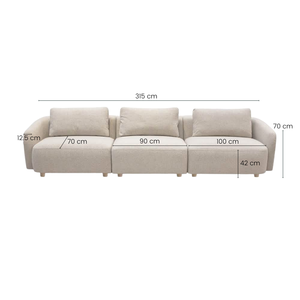 Nolio Modulsofa - 315 cm - Beige Bouclé