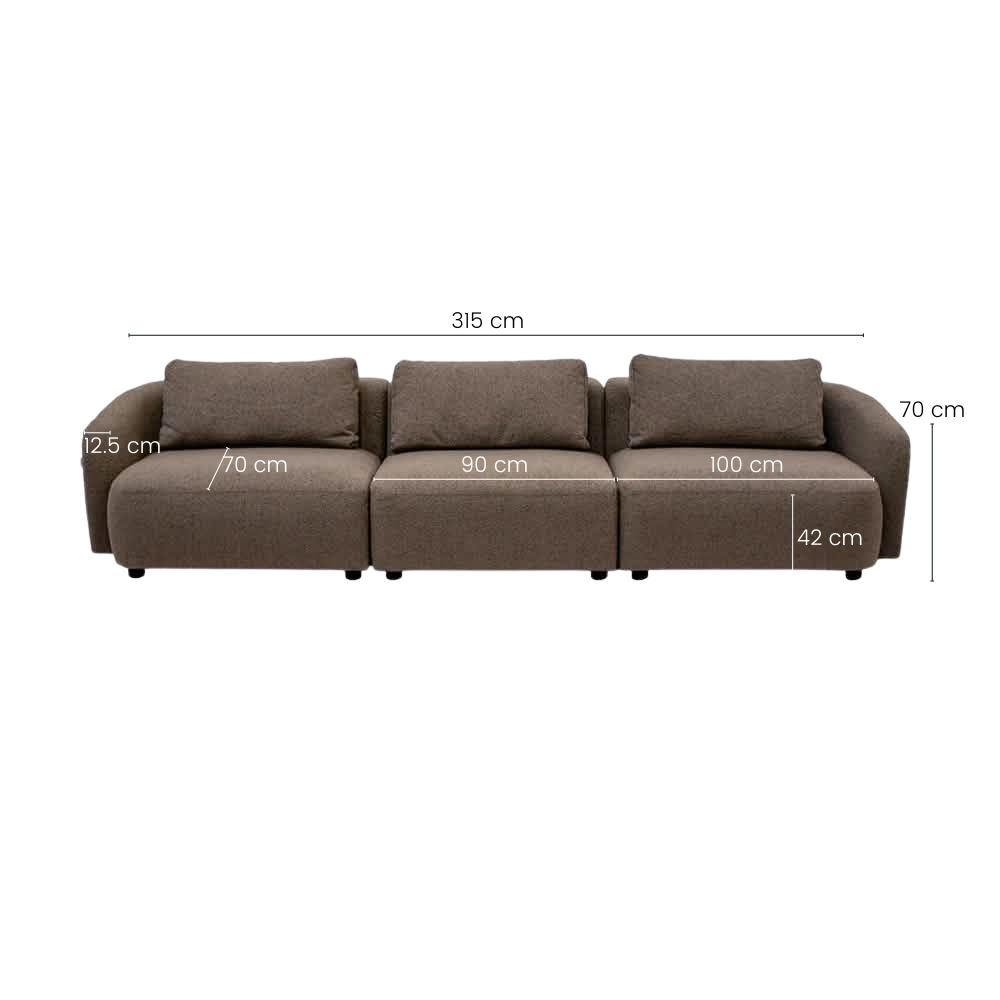 Nolio Modulsofa - 315 cm - Brun Bouclé