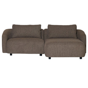 Nolio Modulsofa - Brun Bouclé med højrevendt chaiselong - 220 cm