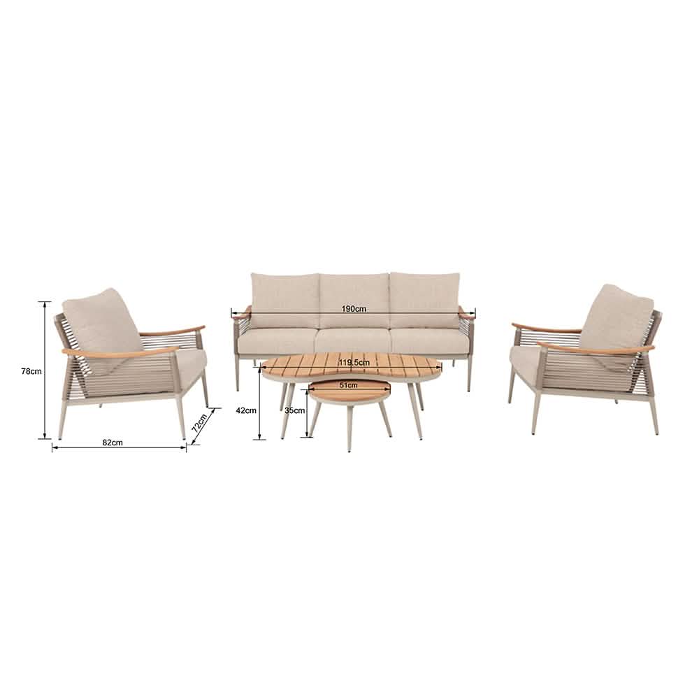 Norvik 5-pers. Loungesæt - Beige Reb
