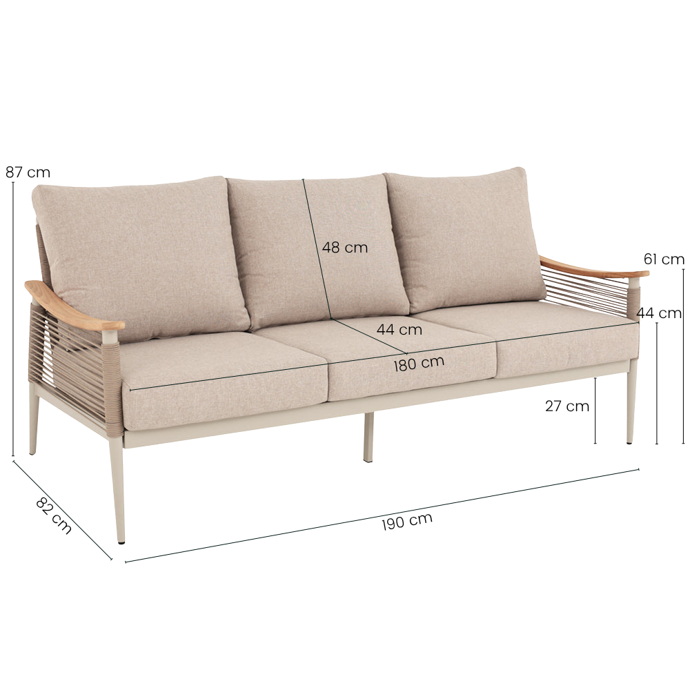 Norvik 5-Pers. Loungesæt - Beige Reb