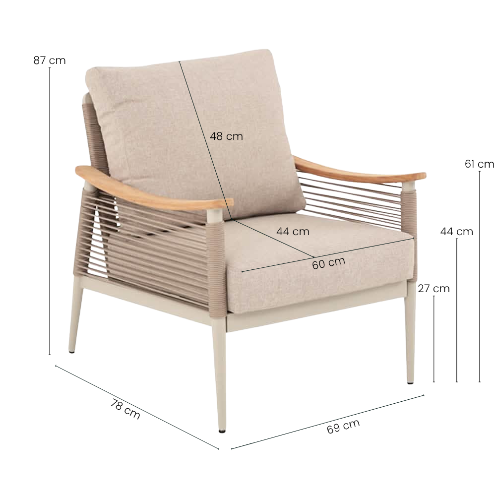 Norvik 5-Pers. Loungesæt - Beige Reb