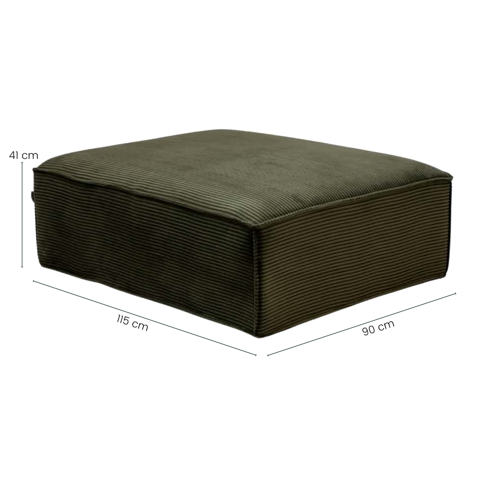 Ollie Puf - 110 x 90 cm - Grøn Bredriflet Fløjl