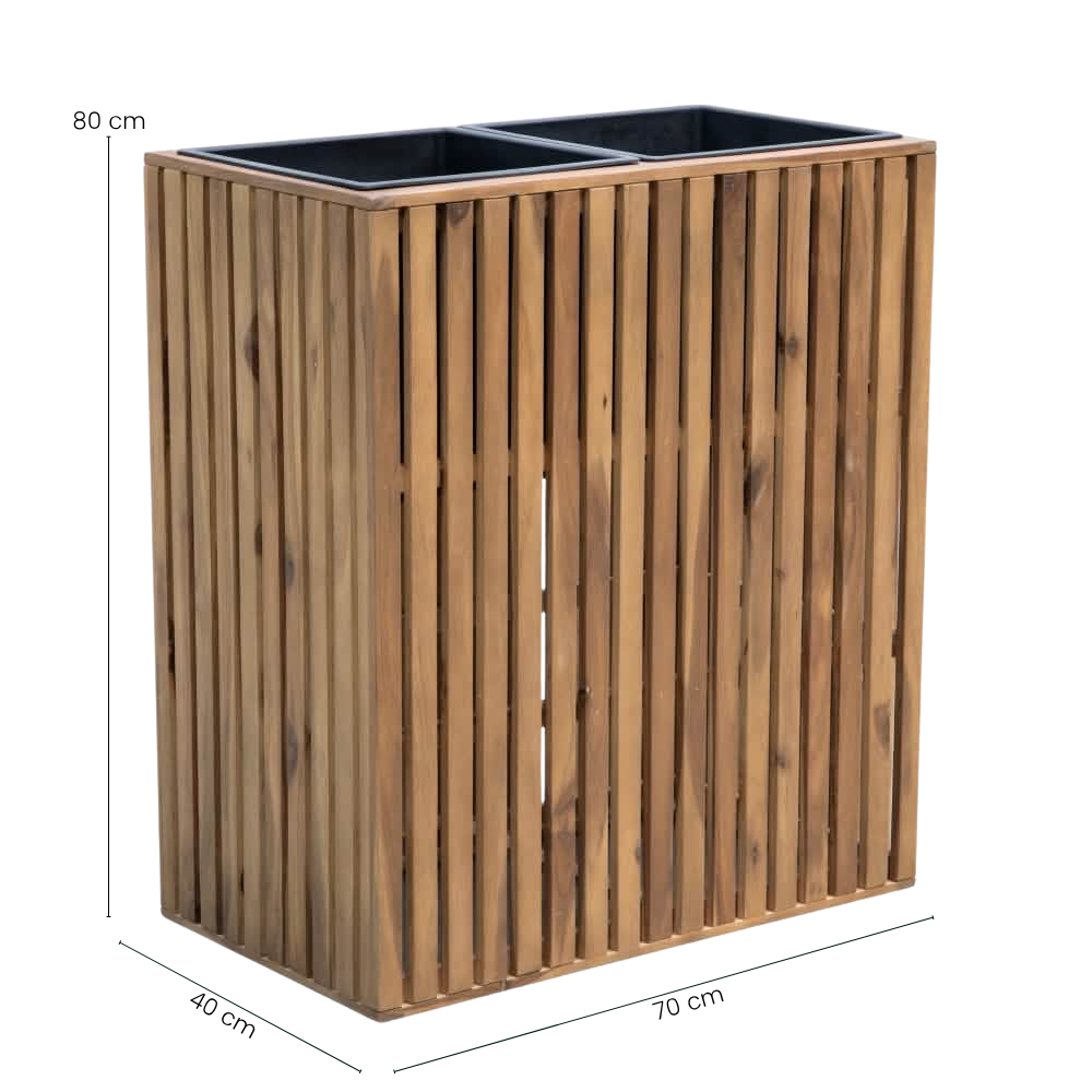 Plantekasse i Akacie - 80x70x40 cm