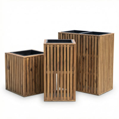 Plantekasser i akacie - 3 stk