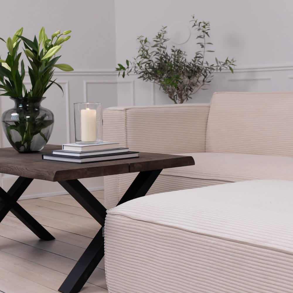 Ollie Sofa - Lys Bredriflet Fløjl, 280 cm
