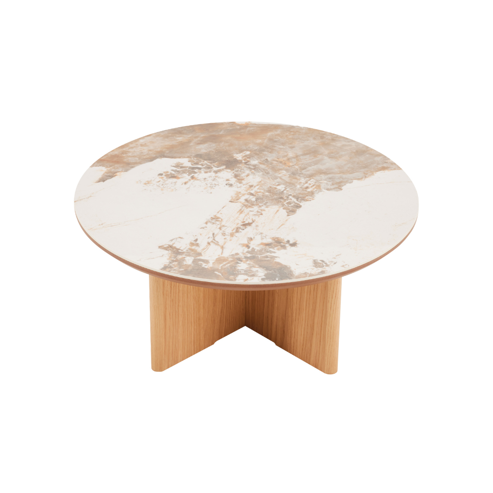 Rio Keramik Sofabord - Natur Eg Ø80 cm