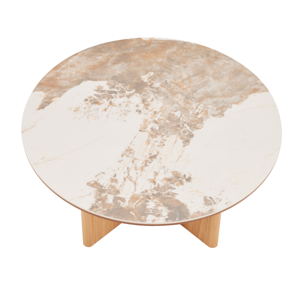 Rio Keramik Sofabord - Natur Eg Ø80 cm