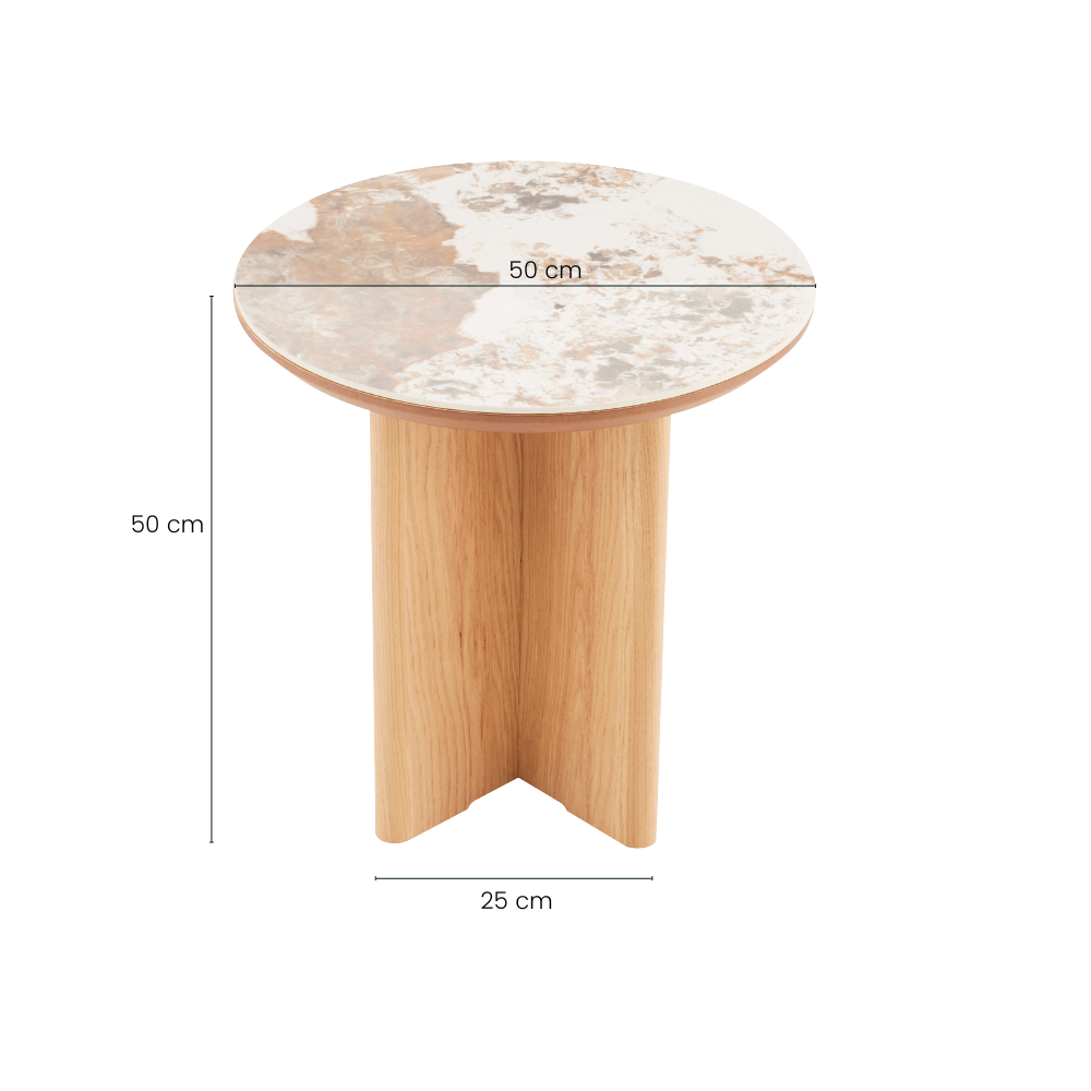 Rio Keramik Sidebord - Ø50 cm - Natur Eg