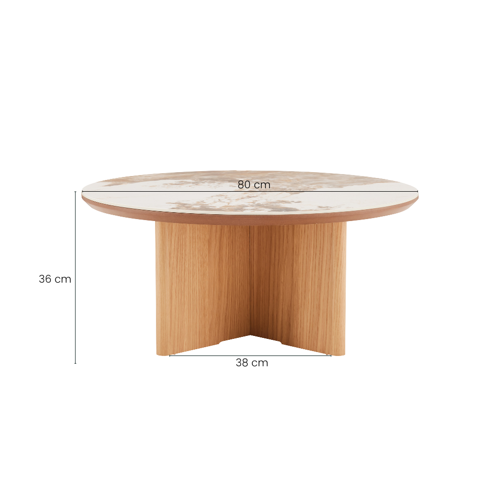 Rio Keramik Sofabord - Ø80 cm - Natur Eg