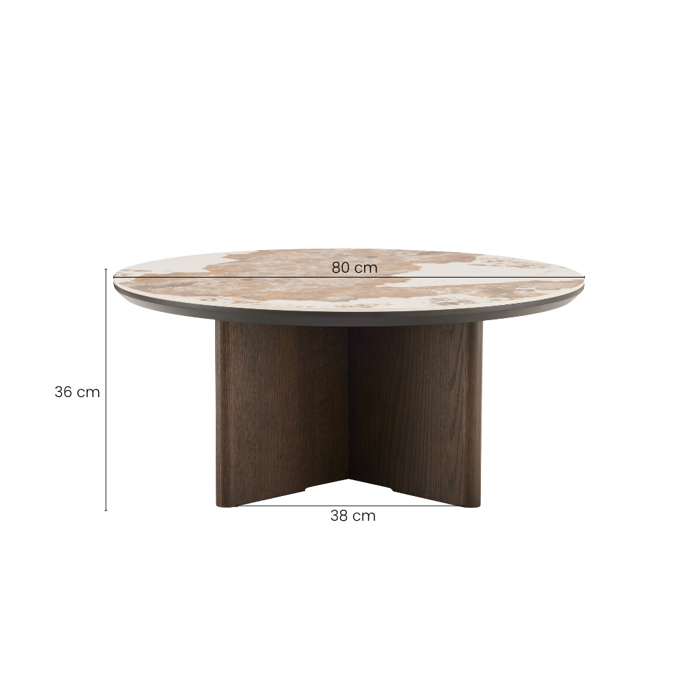 Rio Keramik Sofabord - Ø80 cm - Smoked Eg