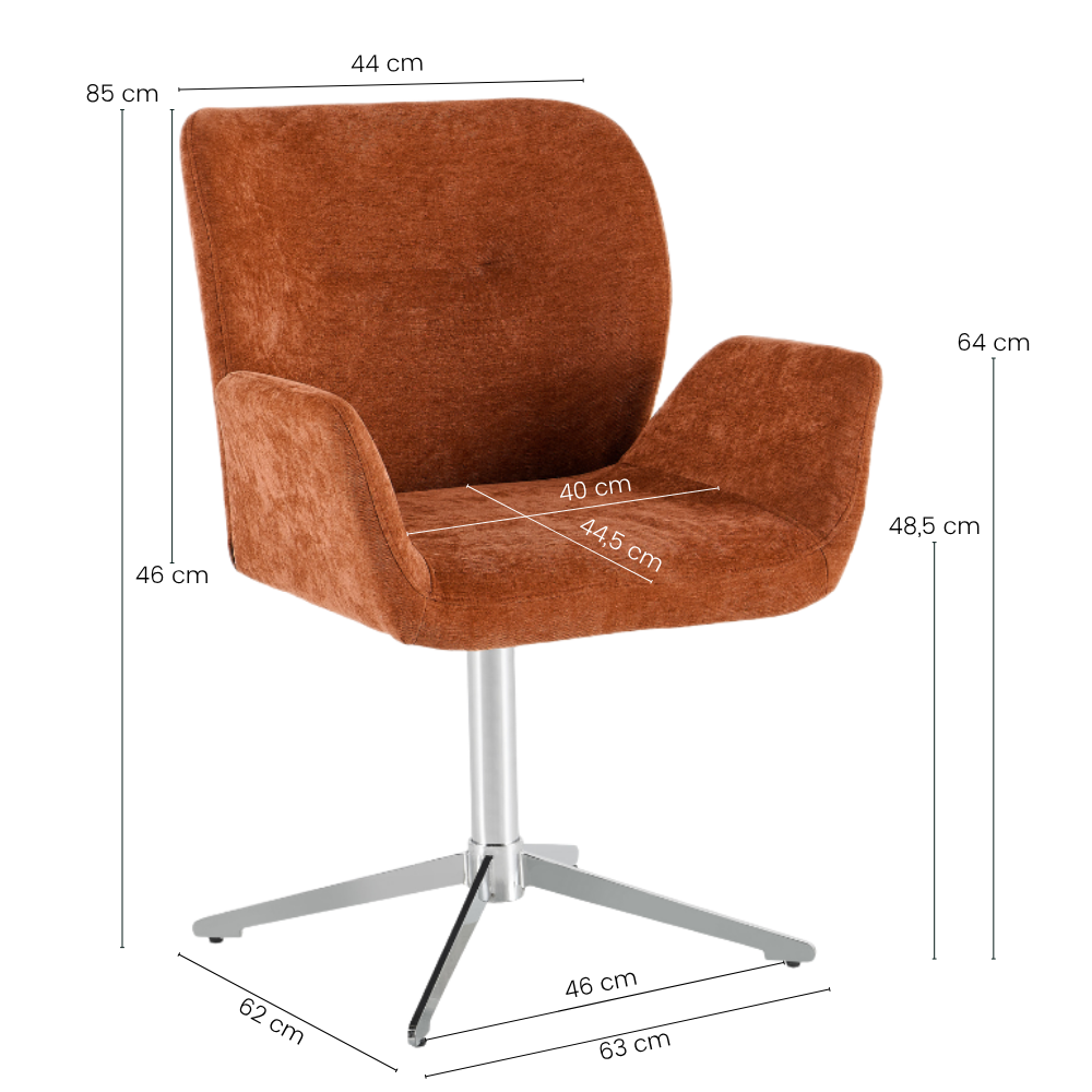 Harvie Spisebordsstol - Rust m. Chrome ben