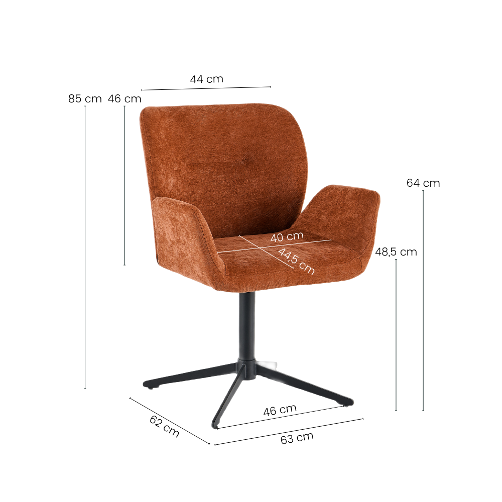 Harvie Spisebordsstol - Rust m. Sorte Metalben