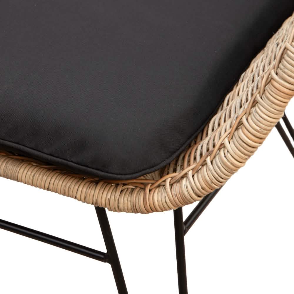 Sandefjord Havestol - Natur Rattan inkl. sort hynde