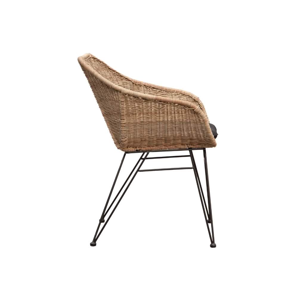 Sandefjord Havestol - Natur Rattan inkl. sort hynde