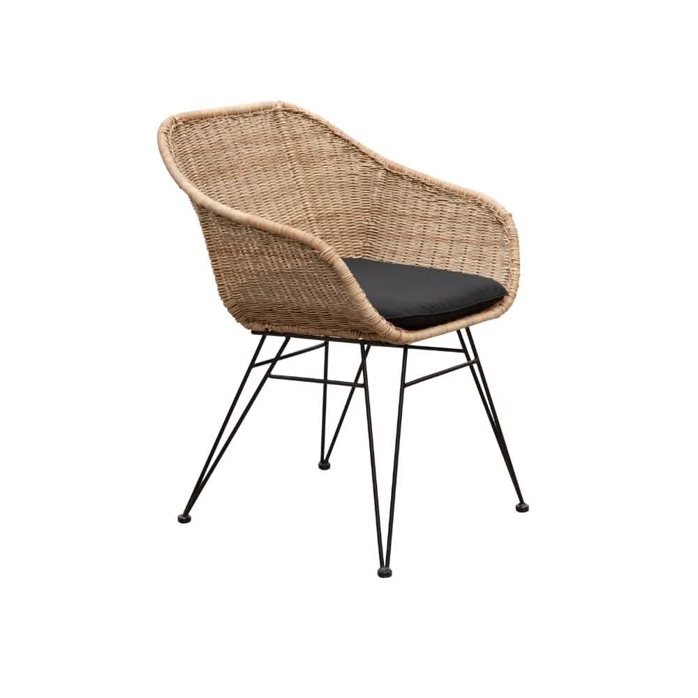 Sandefjord Havestol - Natur Rattan inkl. sort hynde