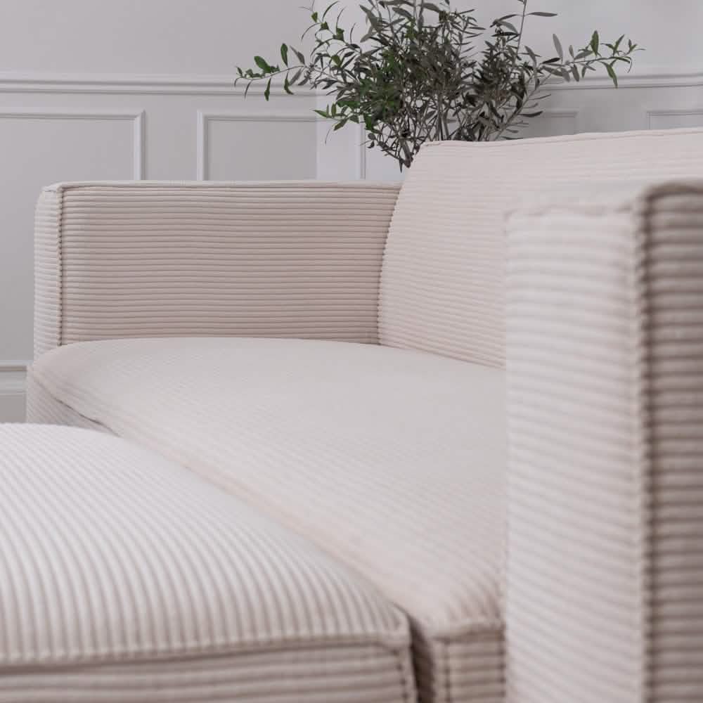 Ollie Sofa - Lys Bredriflet Fløjl, 280 cm