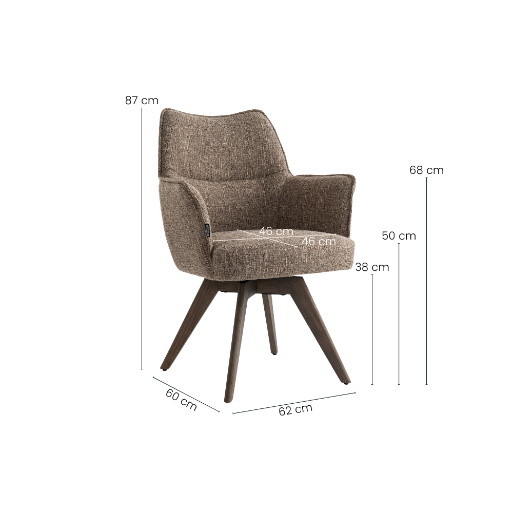 Selbu Spisebordsstol - Brun Bouclé m. Smoked Eg Ben