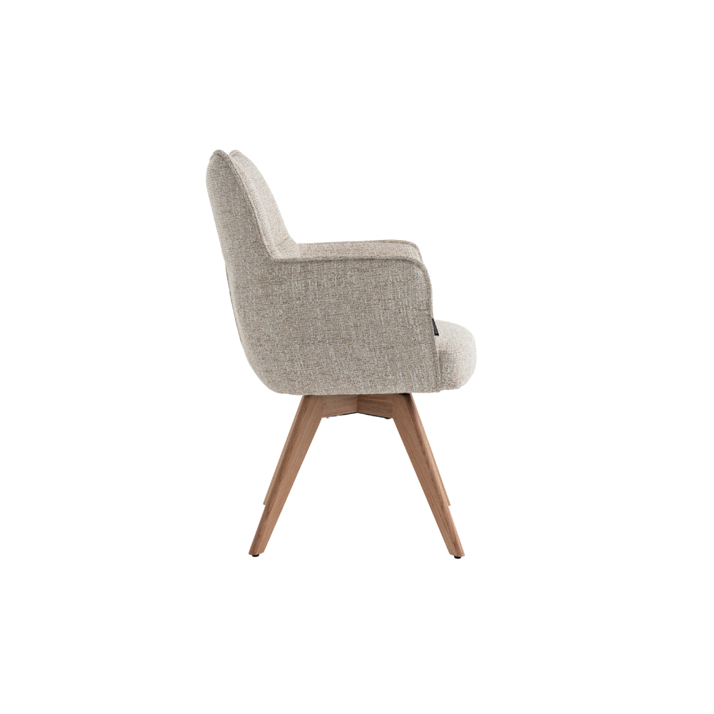 Selbu Spisebordsstol i Beige Bouclé m. Natur eg ben