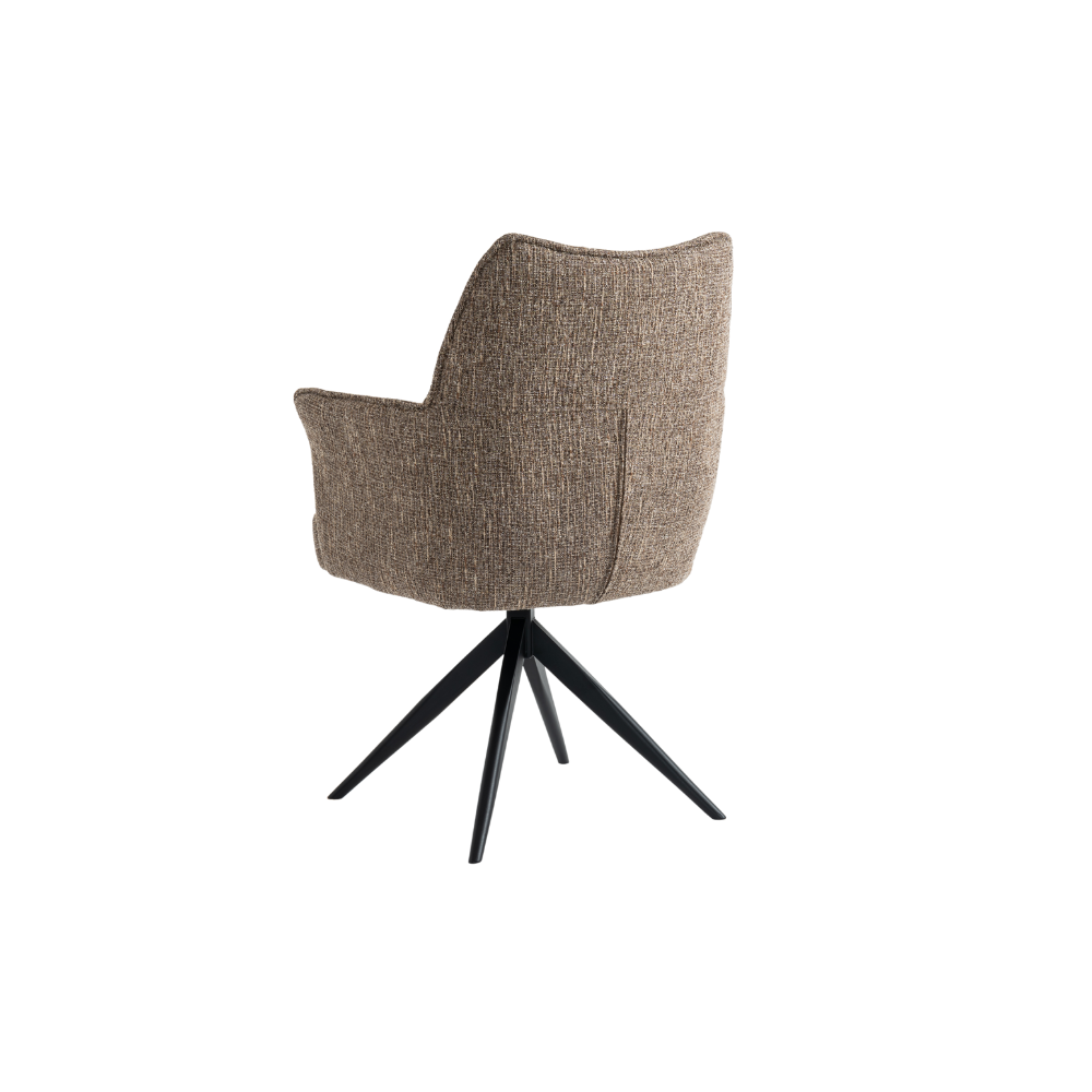 Selbu Spisebordsstol i Brun Bouclé m. Sorte metal ben