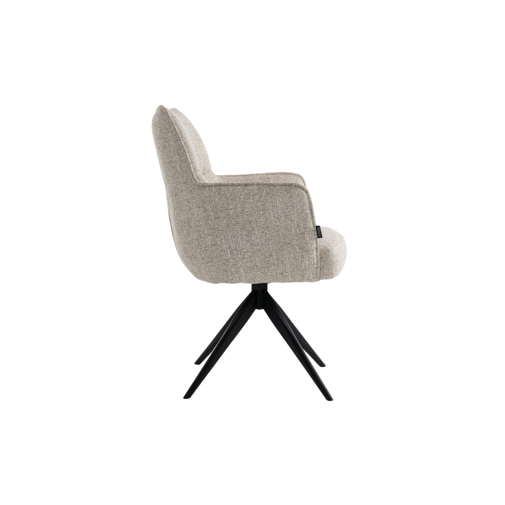 Selbu Spisebordsstol i Beige Bouclé m. Sorte metal ben