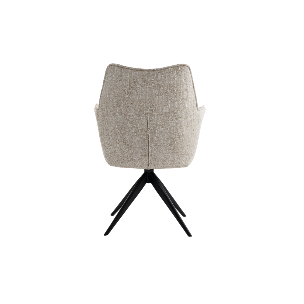 Selbu Spisebordsstol i Beige Bouclé m. Sorte metal ben