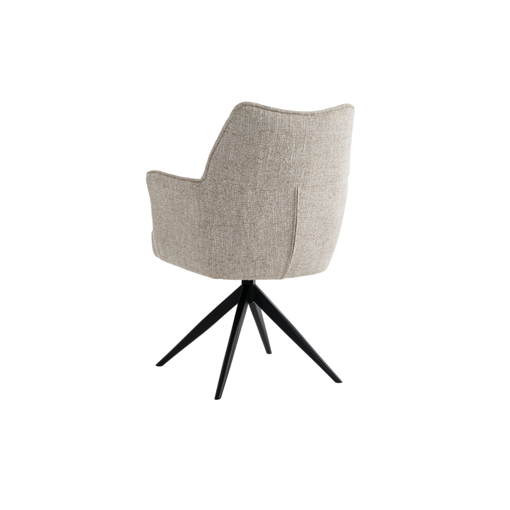 Selbu Spisebordsstol i Beige Bouclé m. Sorte metal ben