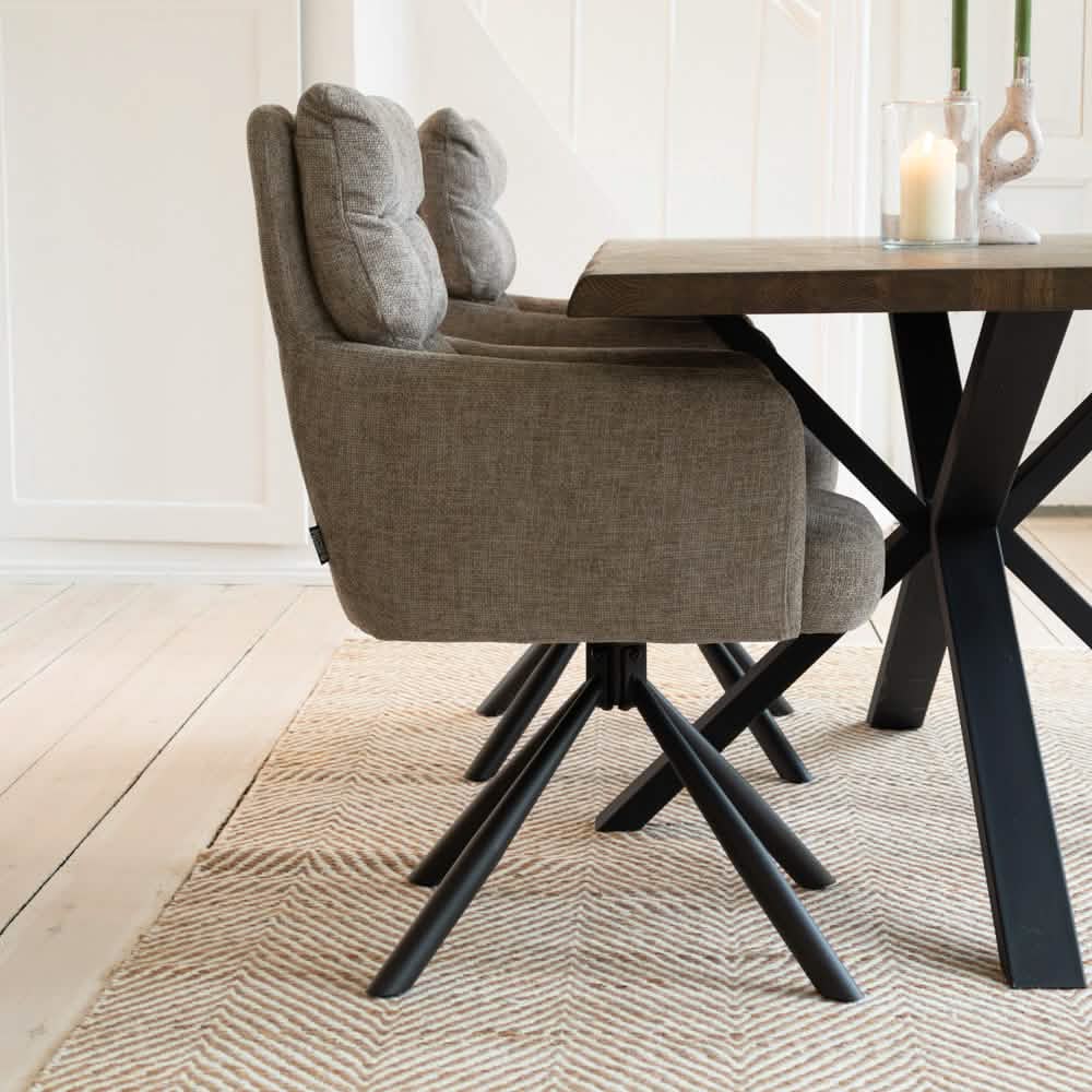 Vienna Spisebordsstol med drejefunktion - Beige Stof