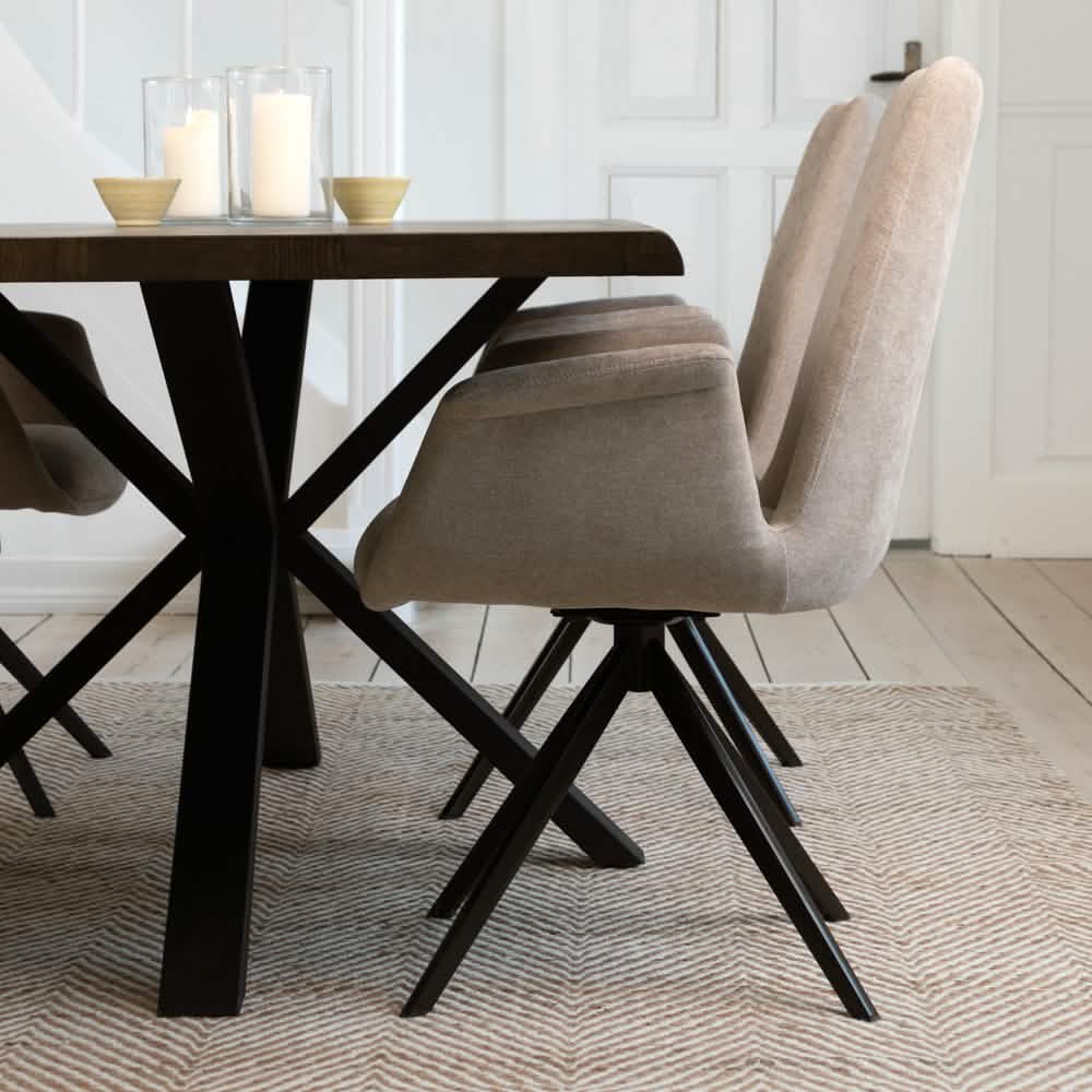 Arvik Spisebordsstol - Beige Stof m. 180 drejefunktion