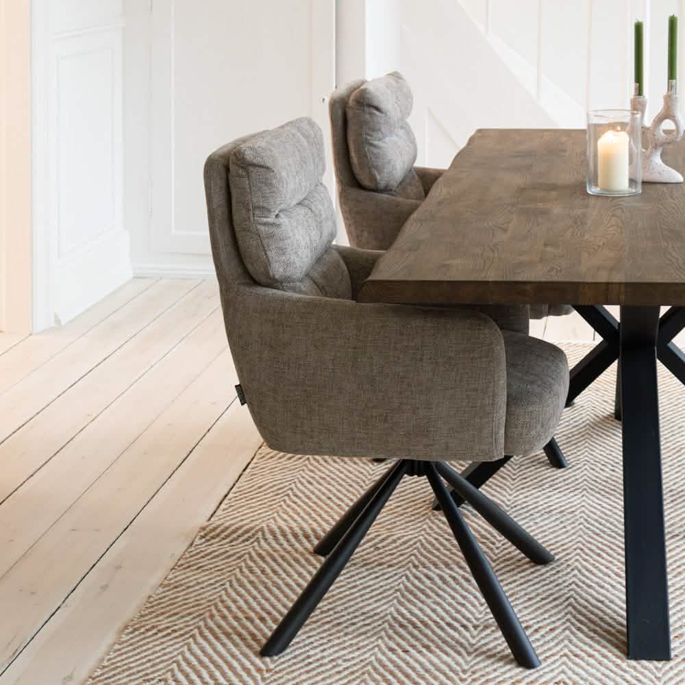 Vienna Spisebordsstol med drejefunktion - Beige Stof