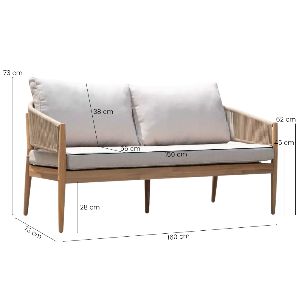 Solheim 4-Pers. Loungesæt - Beige Reb