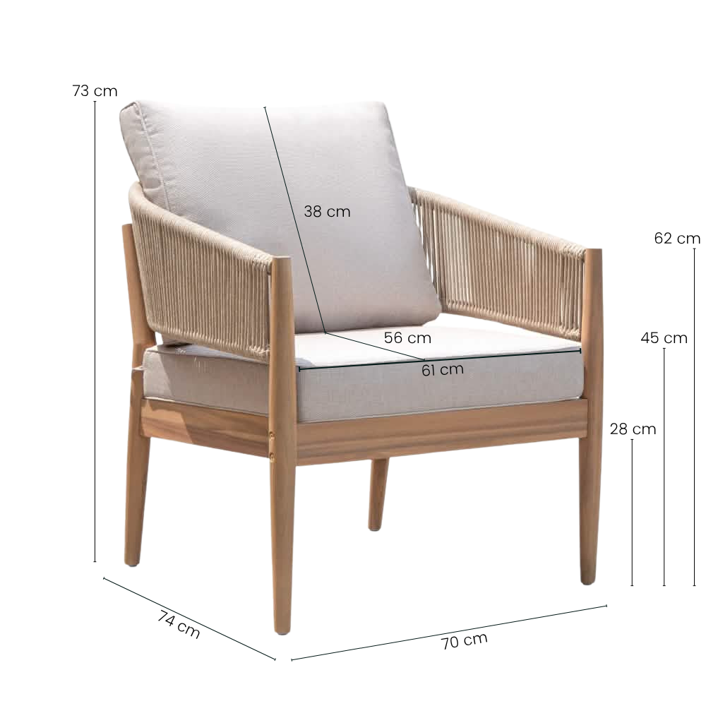 Solheim Loungestol - Beige Reb