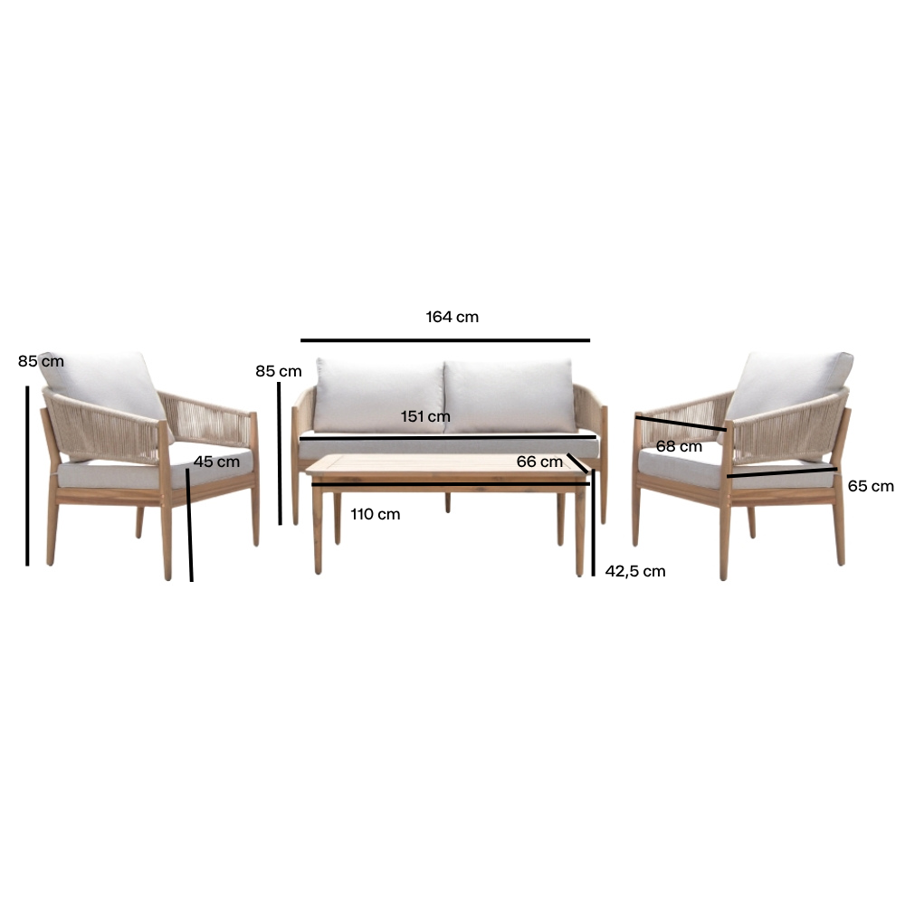 Solheim 4-pers. Loungesæt - Beige Reb