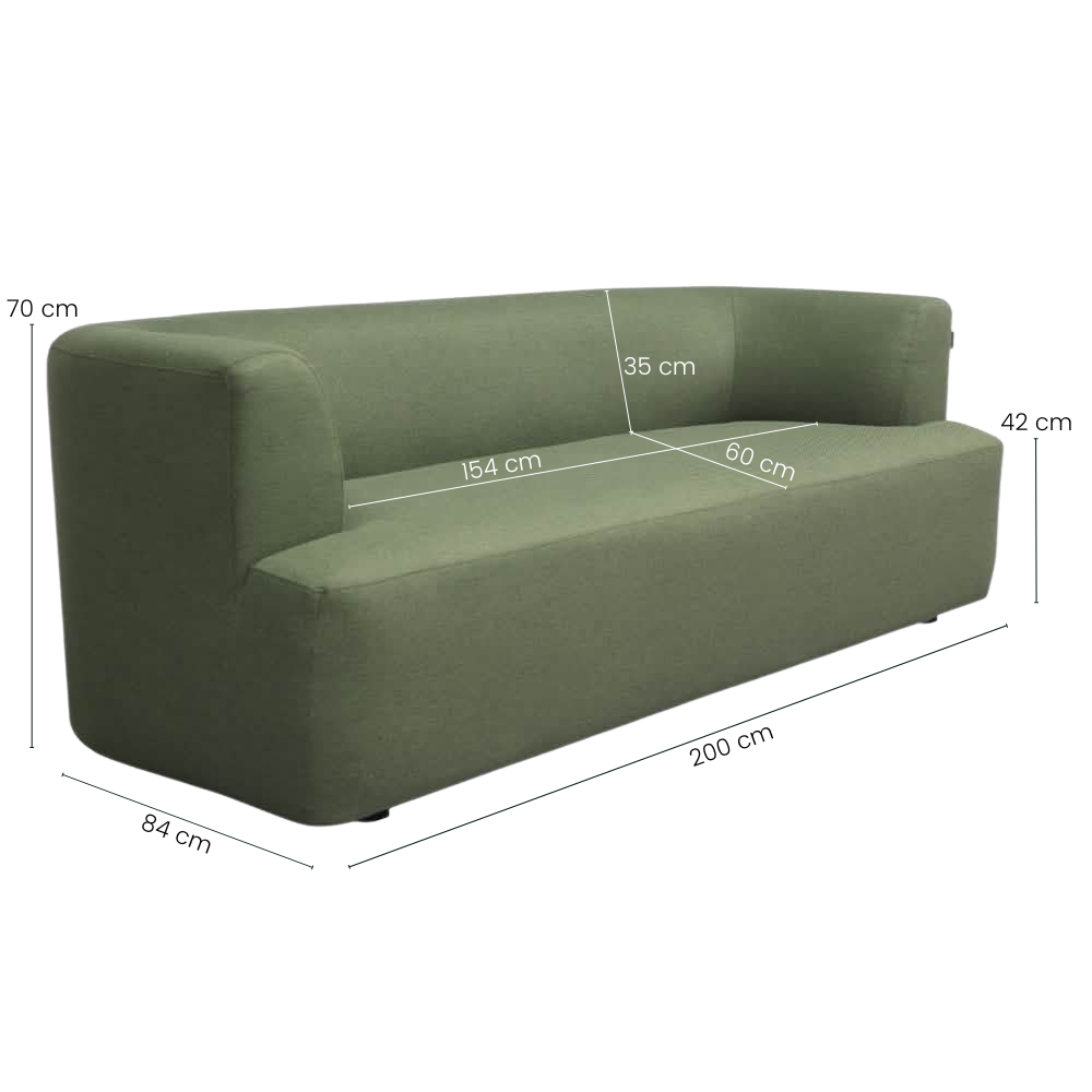 Tino 2-Pers. Sofa - 200 cm - Grøn