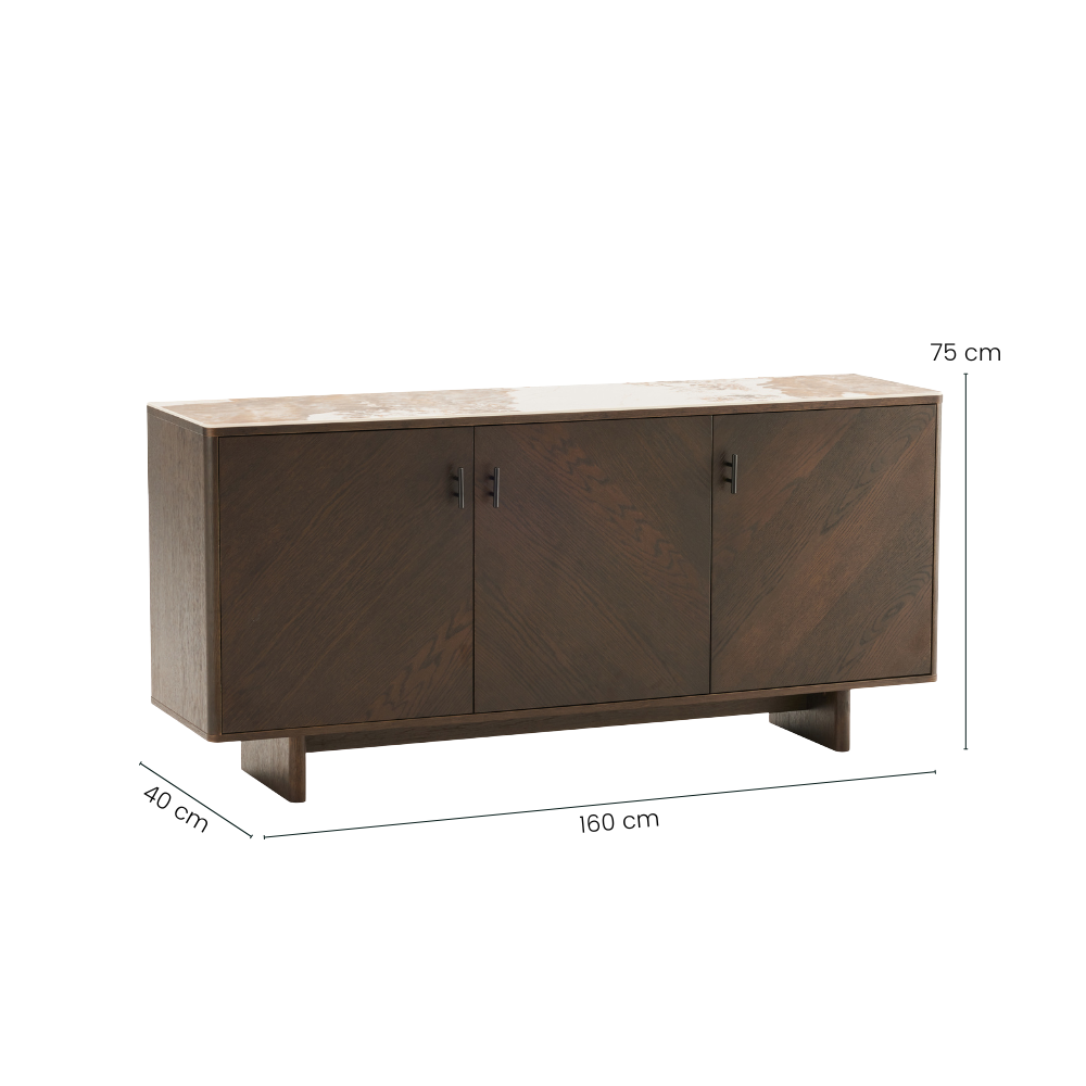 Tiva Skænk m. Keramik top - 160 cm - Smoked Eg