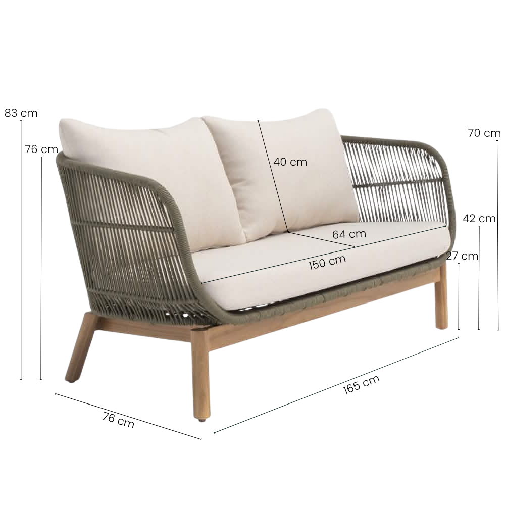 Tokheim 2-Pers. Loungesofa - Grøn Reb