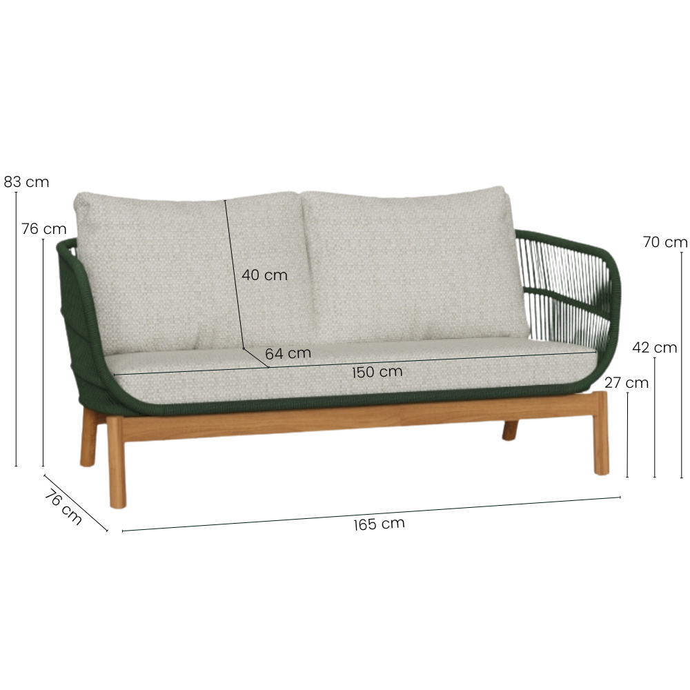 Tokheim 2-Pers. Loungesofa - Grøn Reb