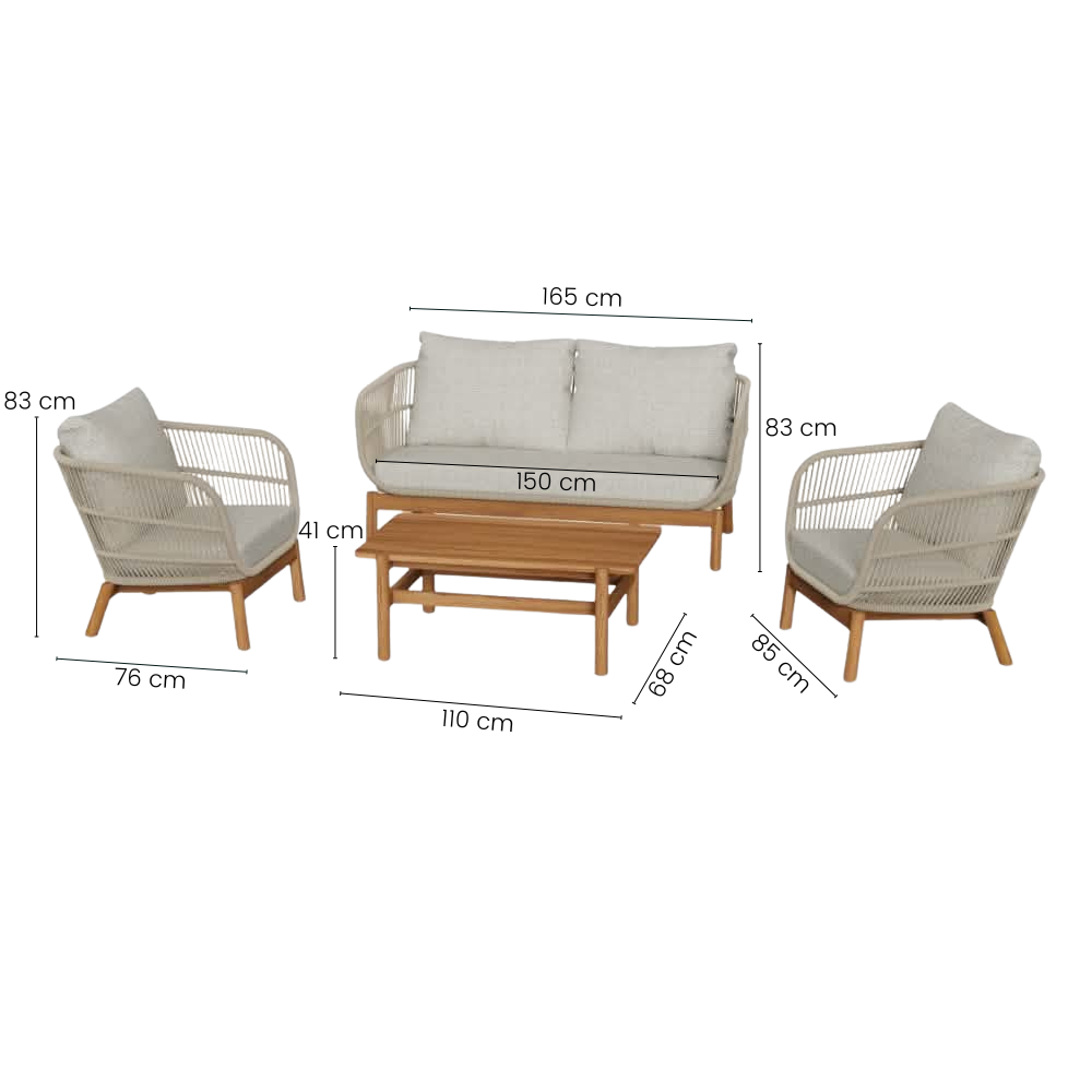 Tokheim 4-Pers. Loungesæt - Beige Reb