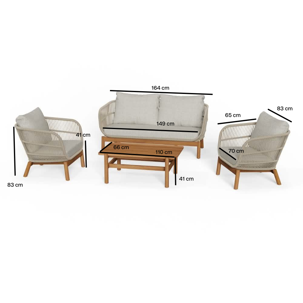 Tokheim 4-pers. Loungesæt - Beige Reb