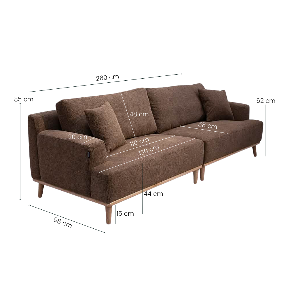 Tomson 4-Pers. Sofa - Brun 260 cm