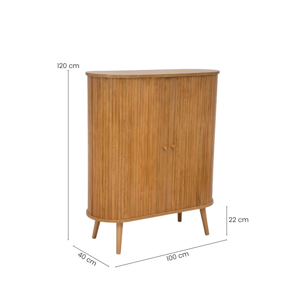 Trewood Jalousi skab i Natur Eg - 100 cm