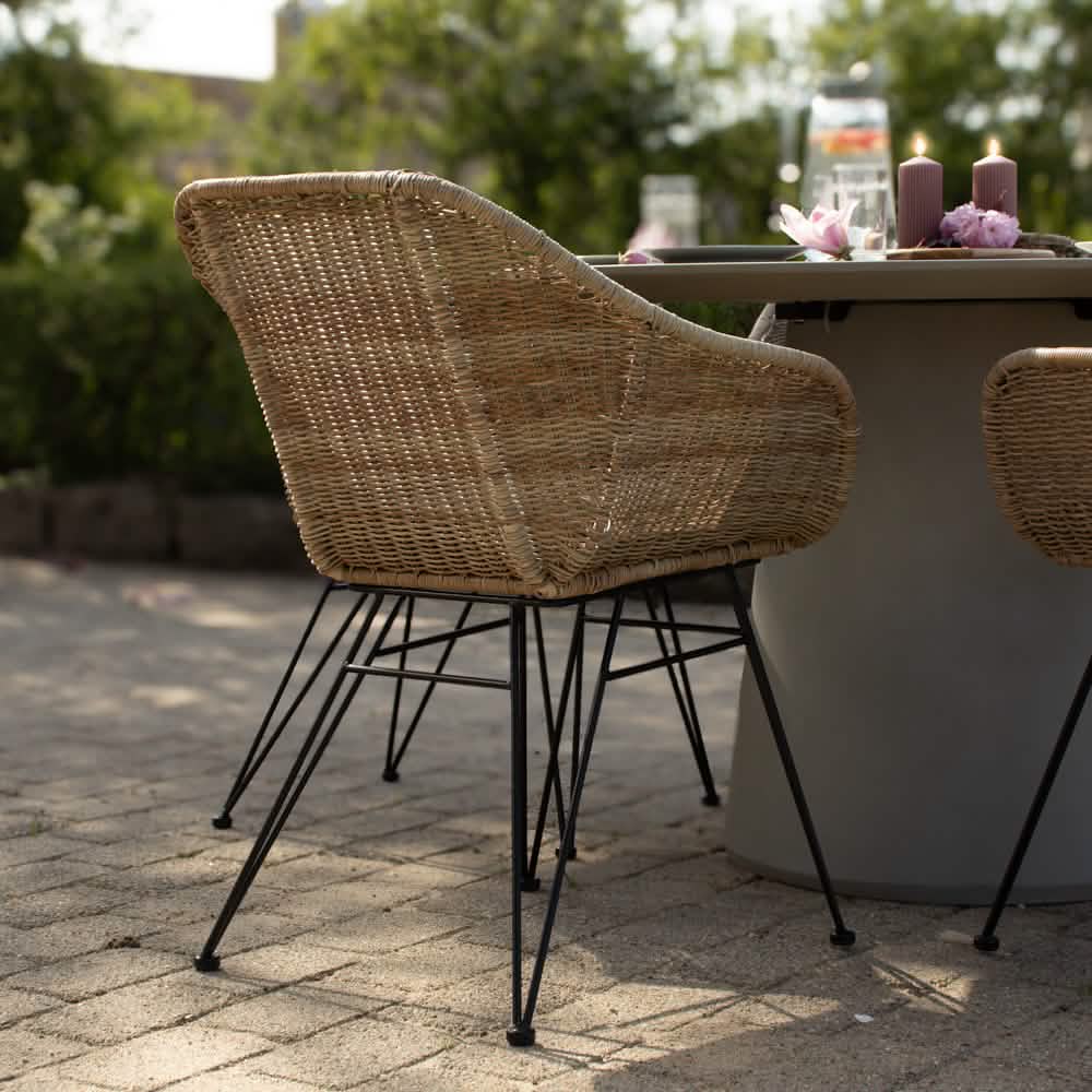 Sandefjord Havestol - Natur Rattan inkl. sort hynde