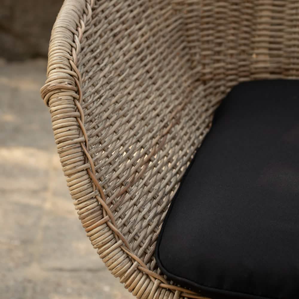 Sandefjord Havestol - Natur Rattan inkl. sort hynde