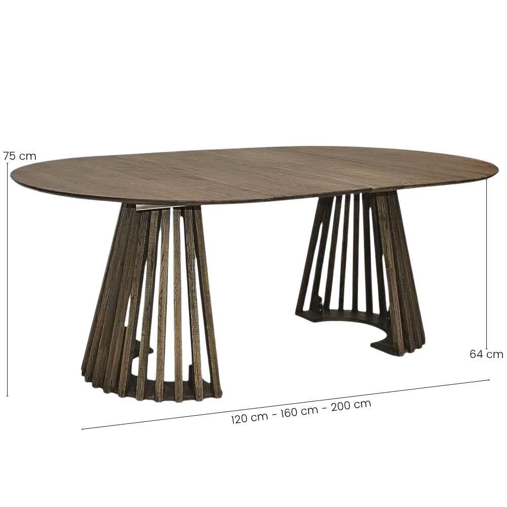 Venus Lamel Spisebord - Ø120-160-200 cm - Massiv Røget Egetræ